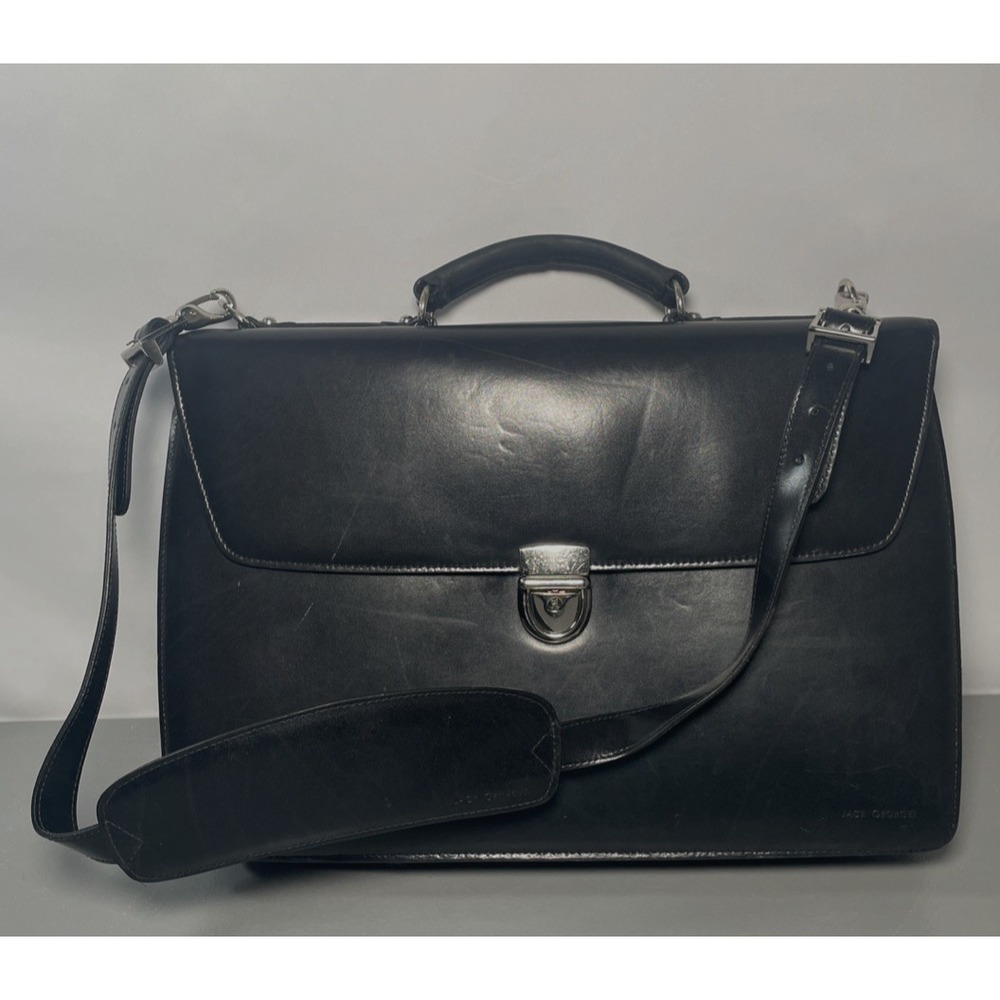 Black Leather Executive Professional Briefcase by Jack‎ Georges